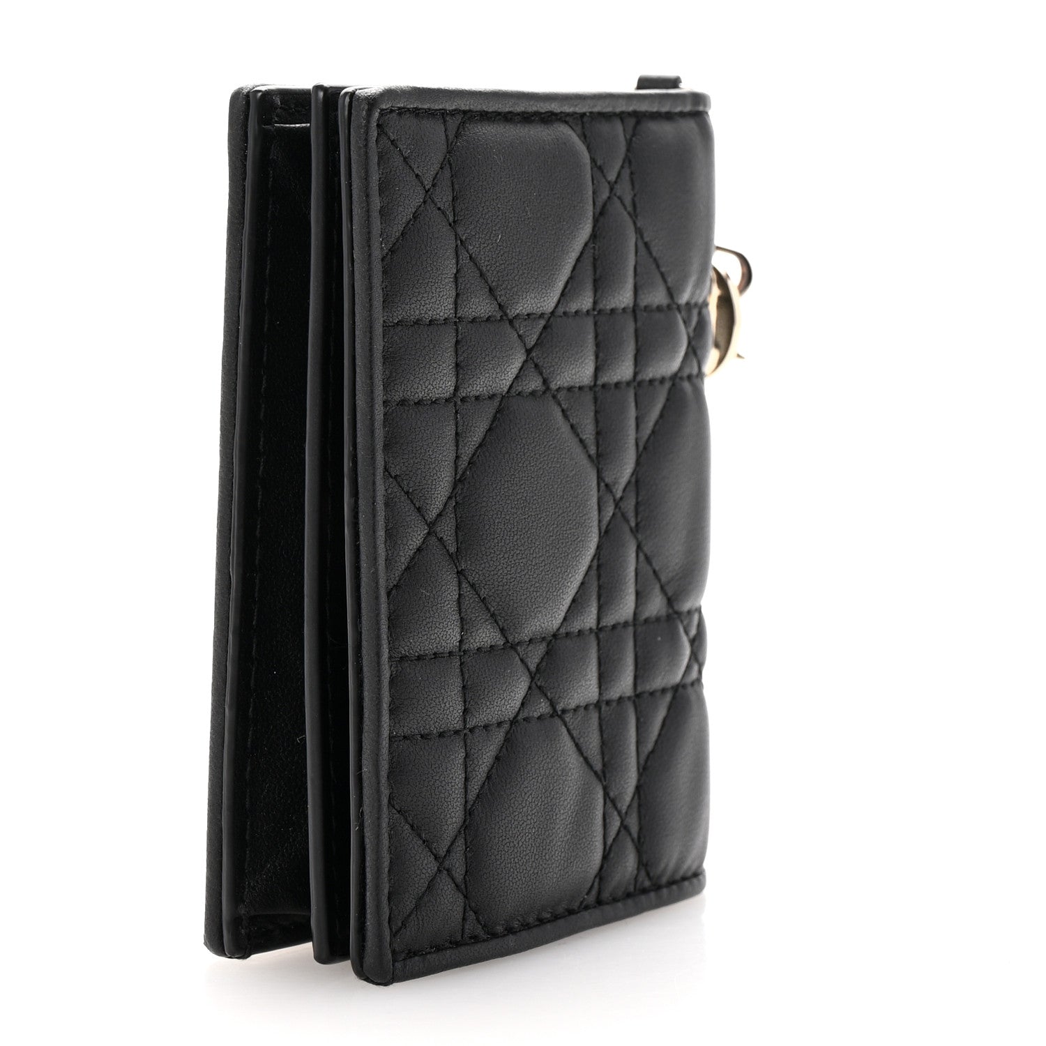 Christian Dior Lambskin Cannage Small Lady Dior Flap Card Holder Black 3 of 7