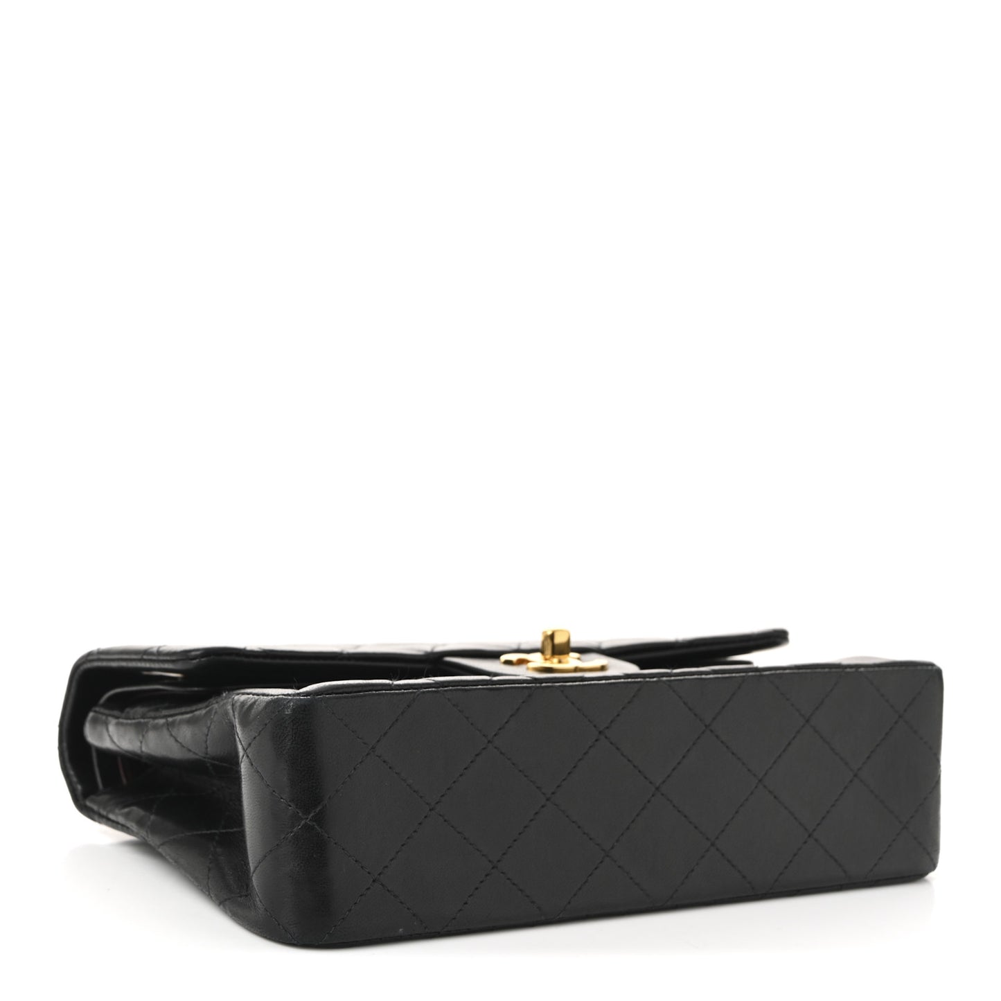 Lambskin Quilted Small Double Flap Black