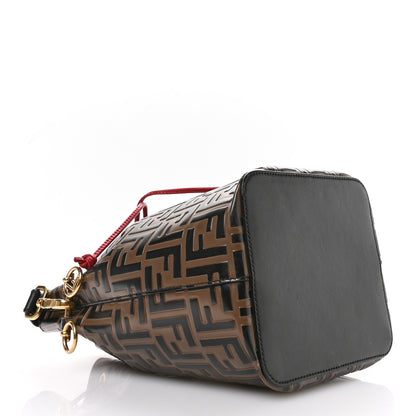 Fendi Vitello Grace F is Fendi Bi-Color FF 1974 Embossed Grande Mon Tresor Bucket Bag Maya Black Fragola 4 of 10