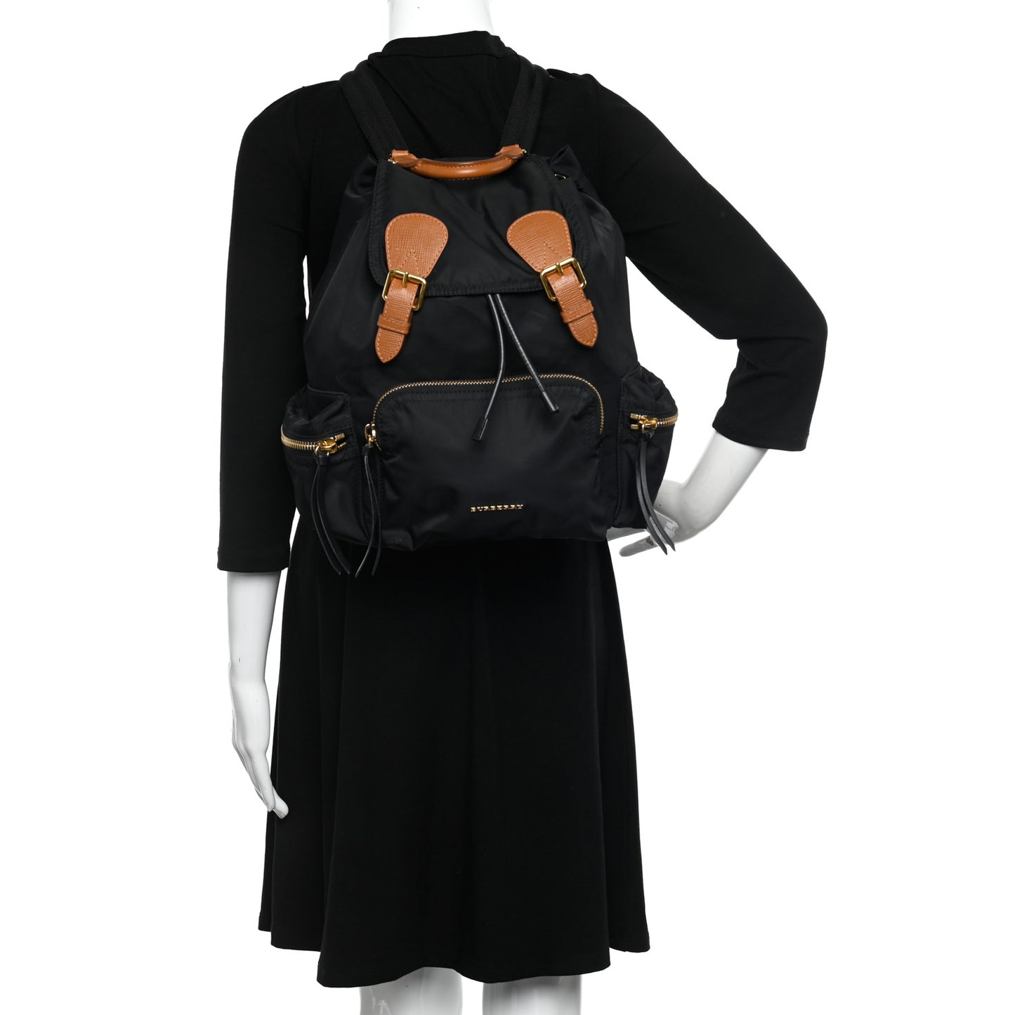 Nylon Medium Rucksack Backpack Black