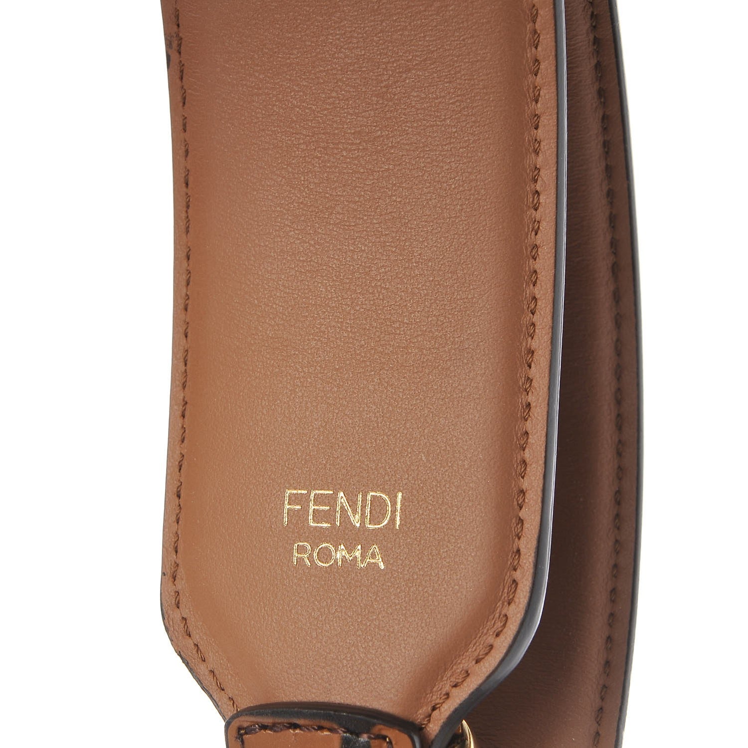Fendi Calfskin FF 1974 Embossed Strap You Tobacco Black 3 of 6