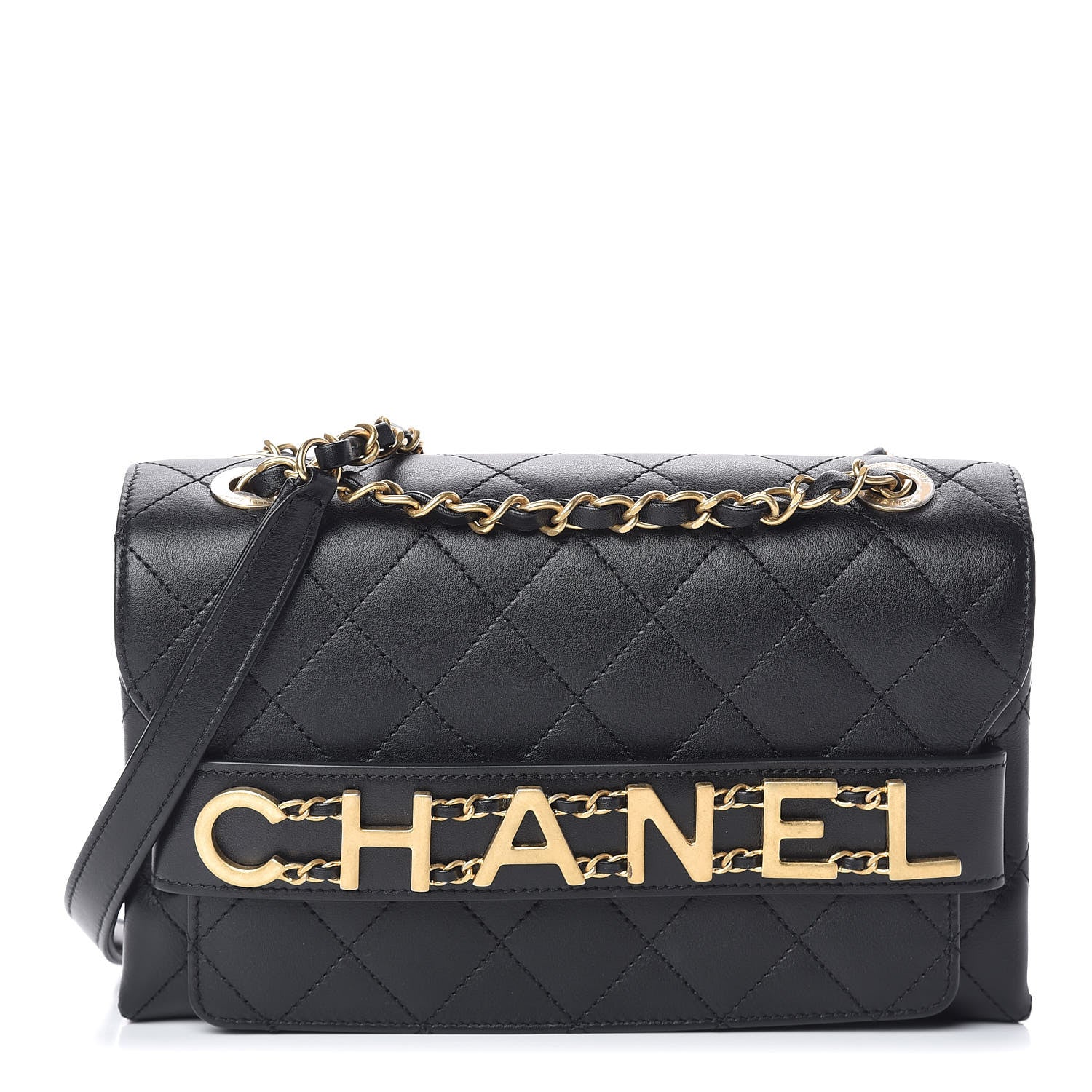 Chanel Calfskin Quilted Enchained Flap Black 1 of 11