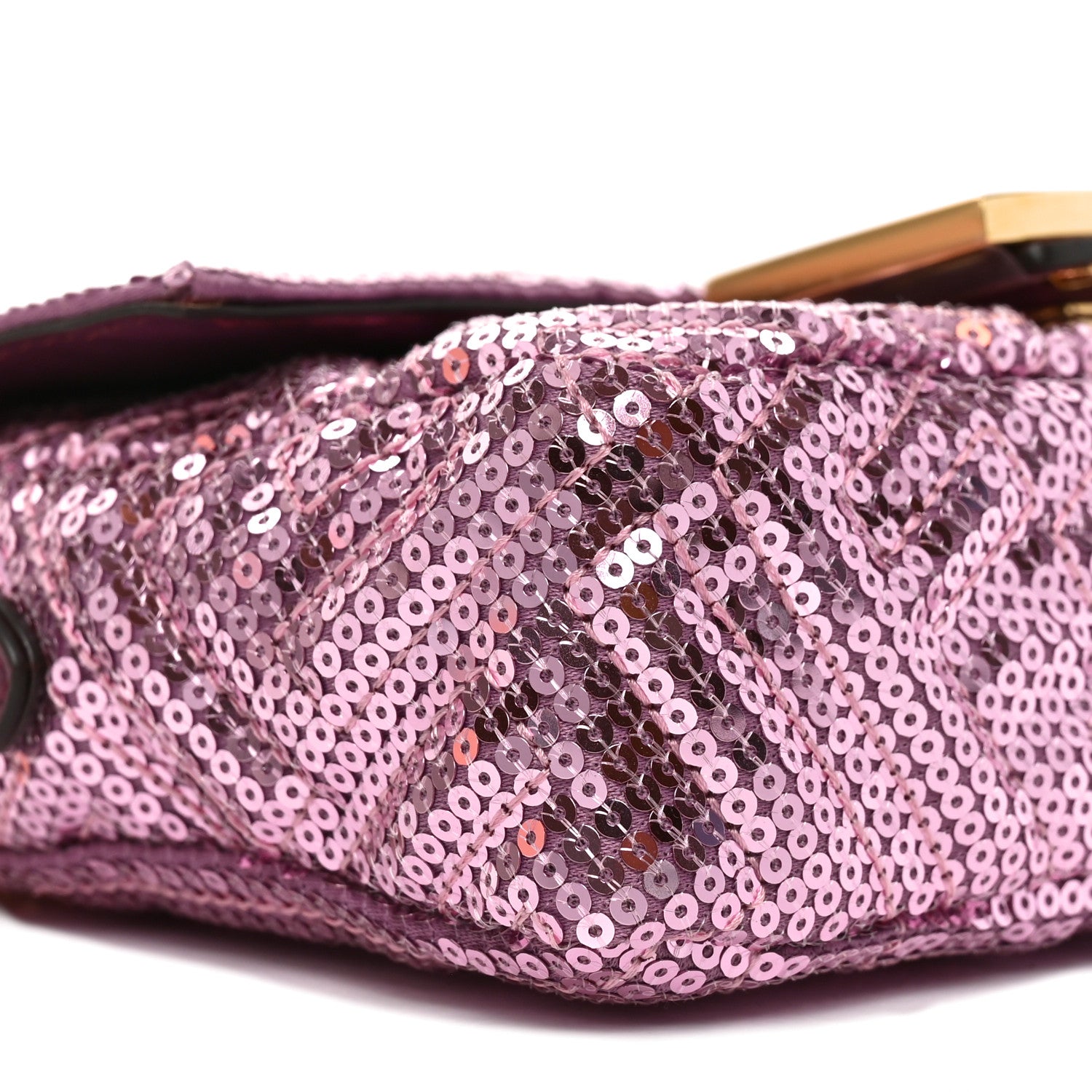 Fendi Ricamo Sequin Paillettes Vitello Grace FF Mini Baguette Rosa 8 of 9