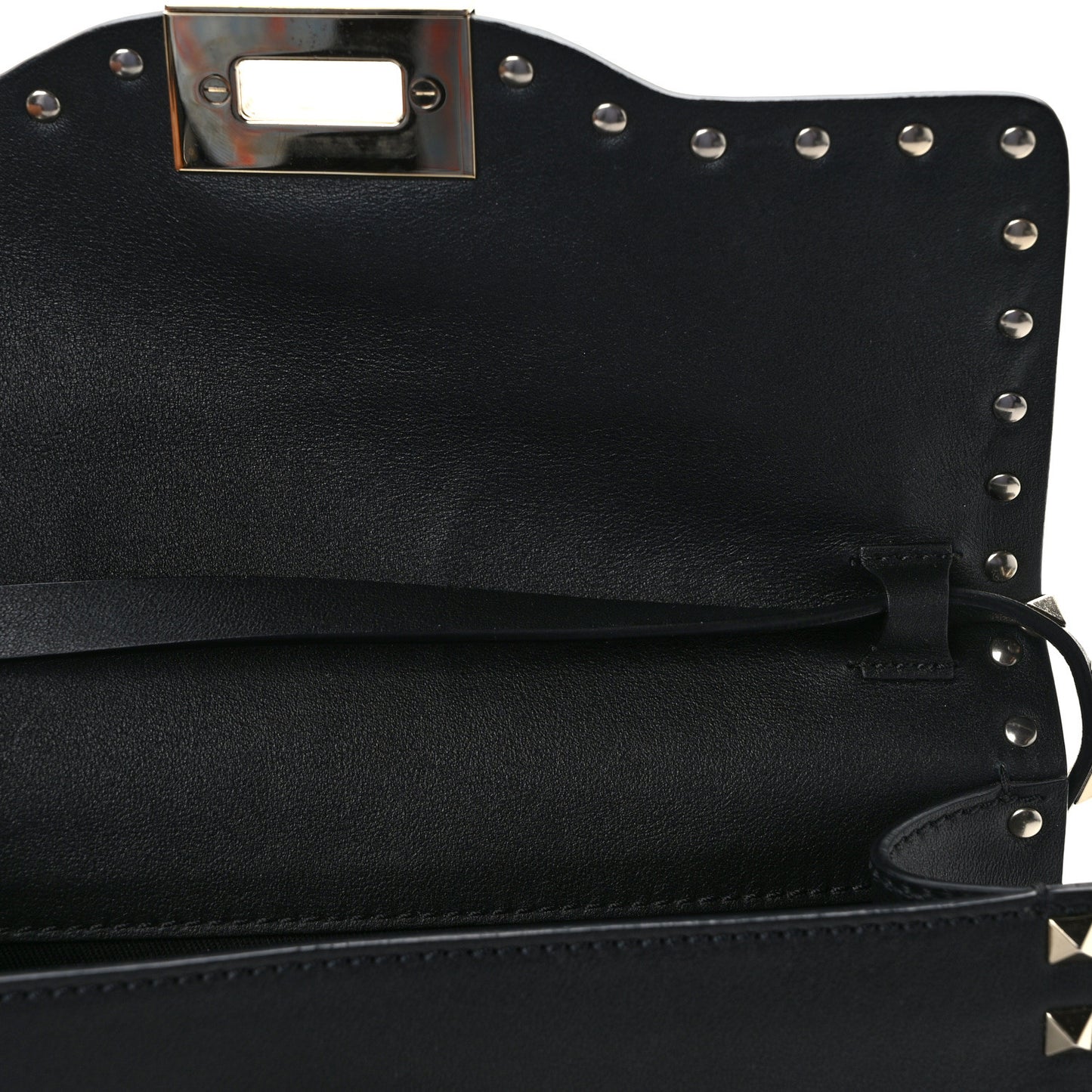 Vitello Medium Rockstud Flip Lock Crossbody Bag Black