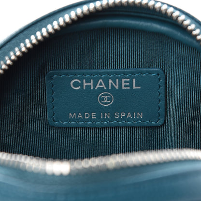 Chanel Caviar Quilted Zip Around Classic Coin Purse Dark Turquoise 6 of 8