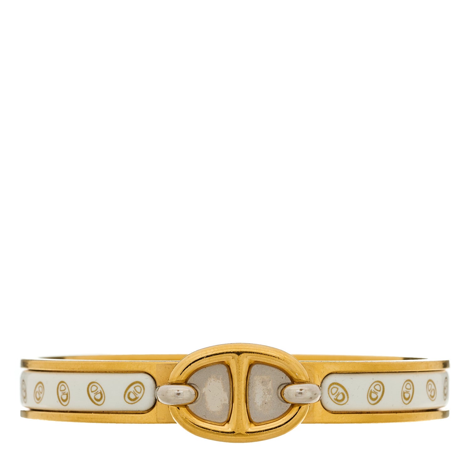 Hermes Enamel Mini Farandole Clic Chaine D'Ancre Bracelet Or White 1 of 5