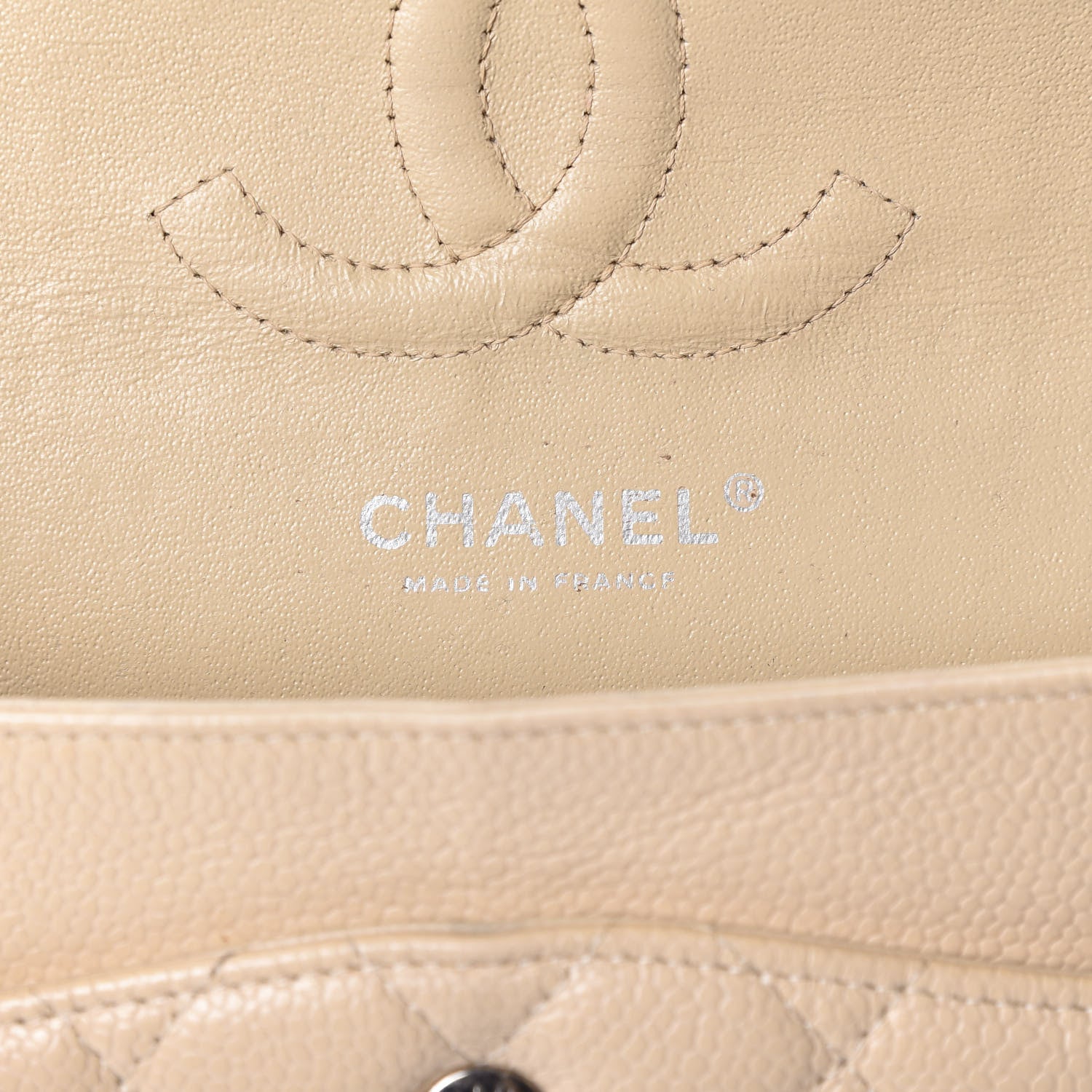 Chanel Caviar Quilted Medium Double Flap Beige Clair 9 of 12