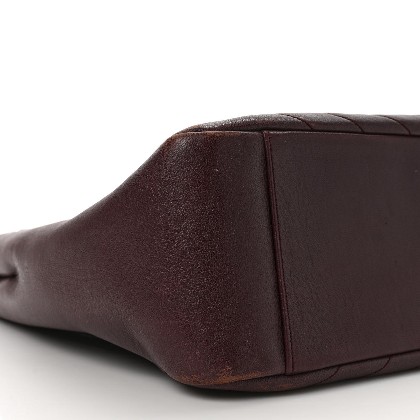Sheepskin Matelasse Chevron Large Monogram Shopping Bag Burgundy