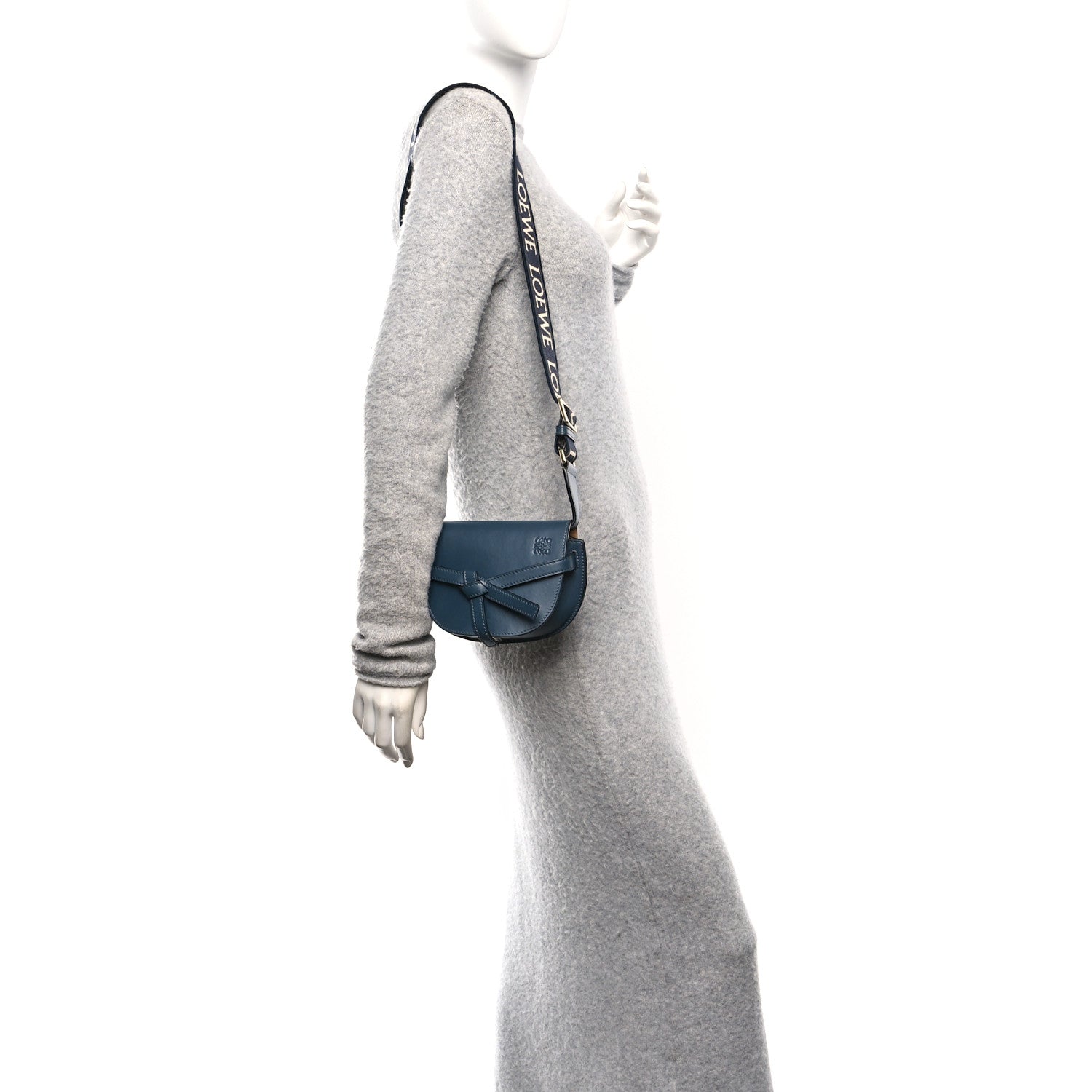 Loewe Calfskin Jacquard Mini Gate Crossbody Bag Onyx Blue 2 of 11
