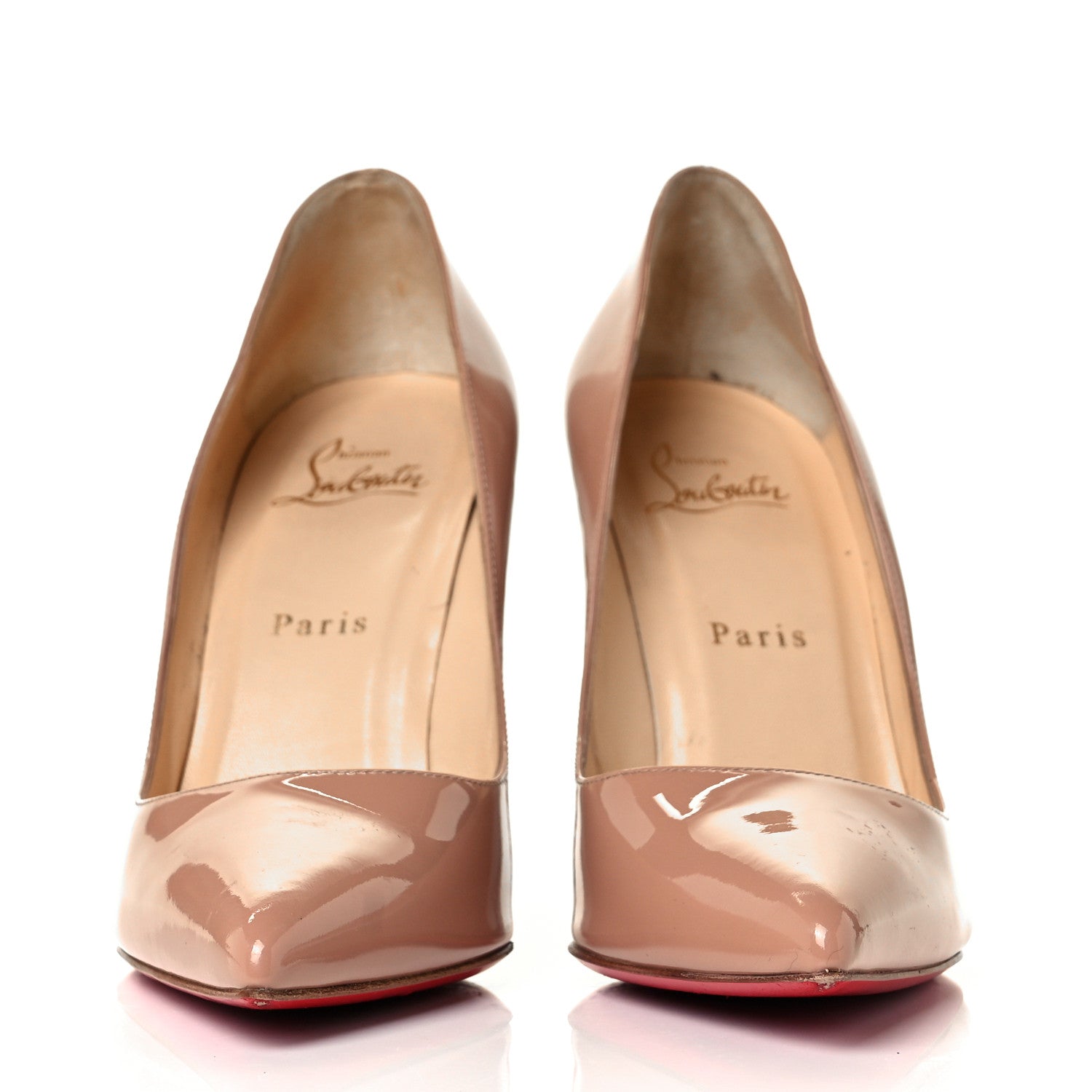 Christian Louboutin Patent Pigalle Follies 100 Pumps 38.5 Nude 2 of 9