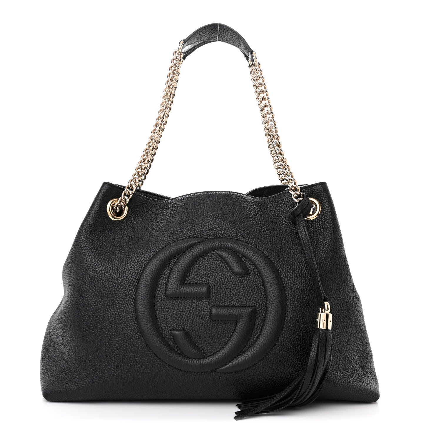 Gucci Pebbled Calfskin Medium Soho Chain Shoulder Bag Black 1 of 12