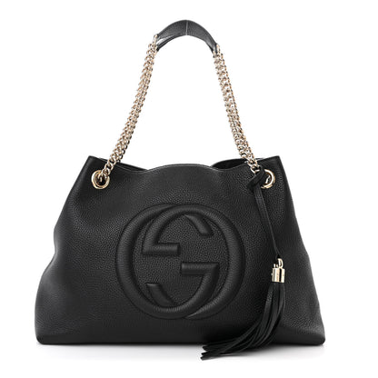 Gucci Pebbled Calfskin Medium Soho Chain Shoulder Bag Black 1 of 12