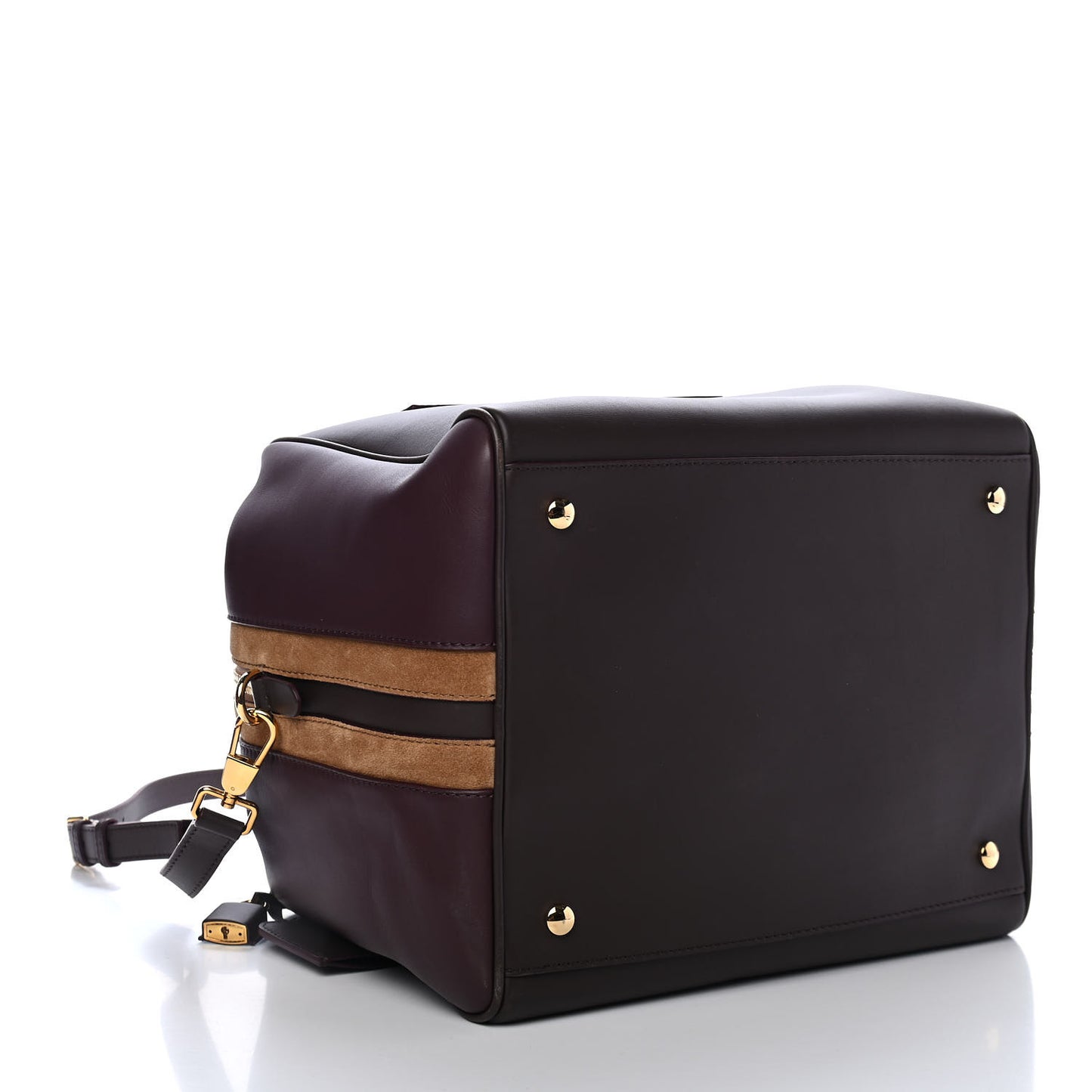 Smooth Calfskin Medium Cube Bowling Bag Mahogany