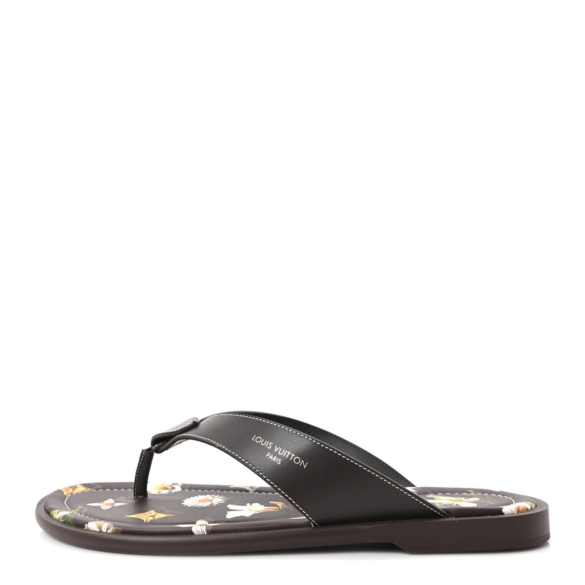 Louis Vuitton Supple Calfskin Blooming Monogram Mens LV Sunset Thong Sandals 8 Marron 1 of 10