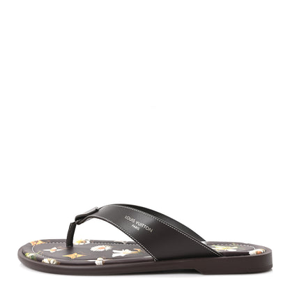 Louis Vuitton Supple Calfskin Blooming Monogram Mens LV Sunset Thong Sandals 8 Marron 1 of 10