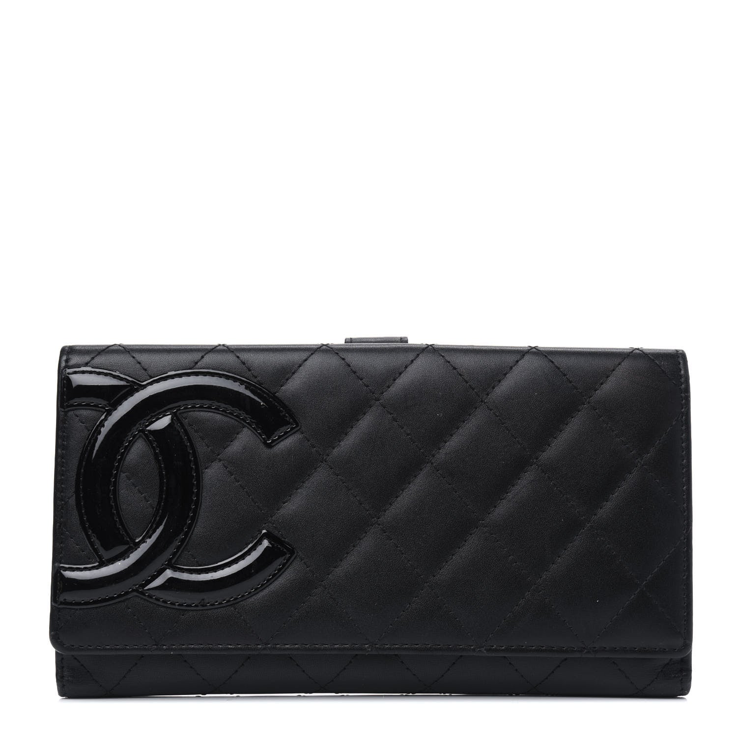 Chanel Calfskin Quilted Cambon Gusset Flap Wallet Black 1 of 5