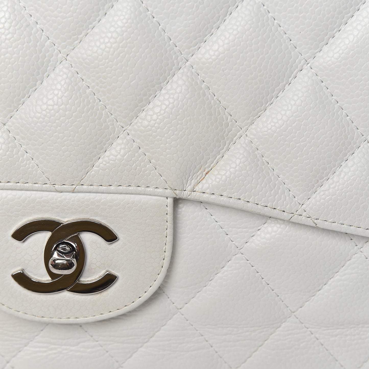 Caviar Quilted Jumbo Single Flap White