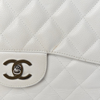 Chanel Caviar Quilted Jumbo Single Flap White 14 of 18