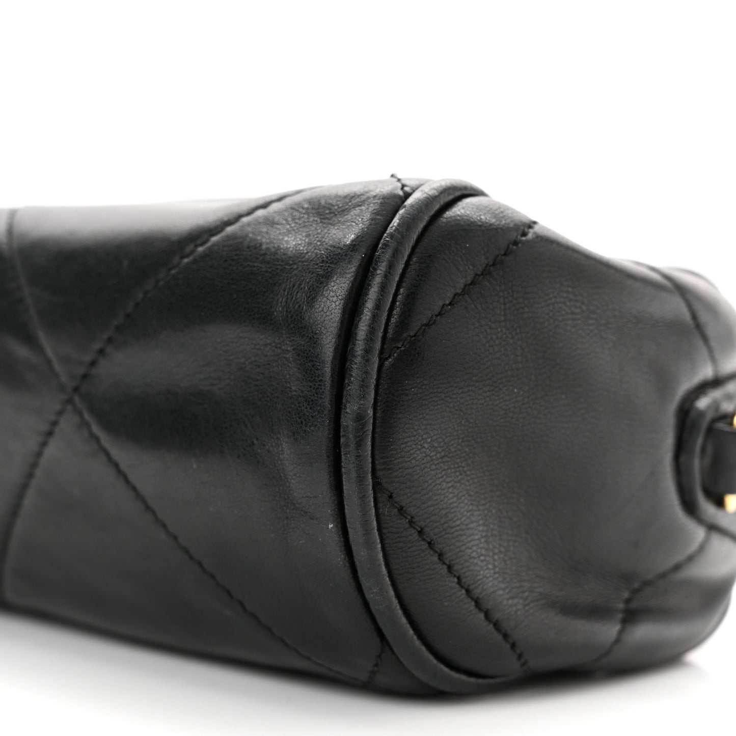 Lambskin Quilted Small Tassel Camera Case Black