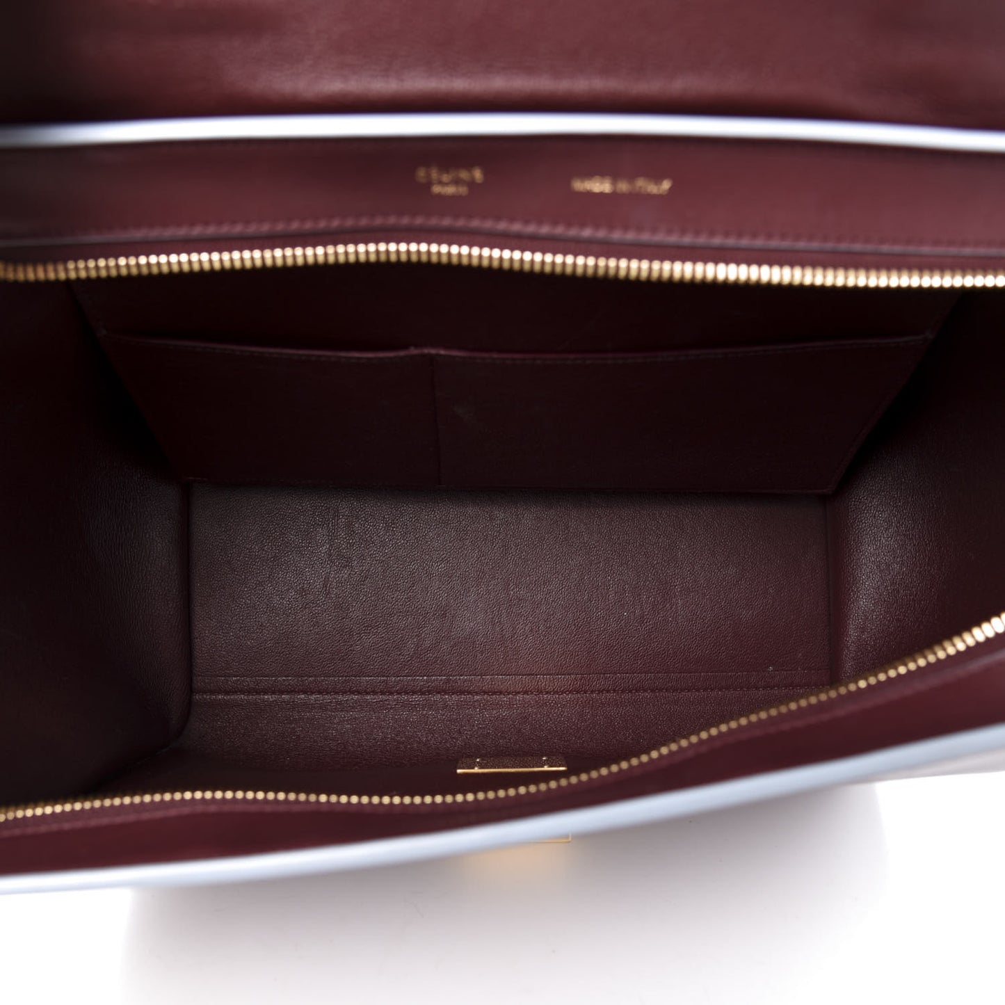 Smooth Calfskin Small Bi-Color Trapeze Burgundy Azur