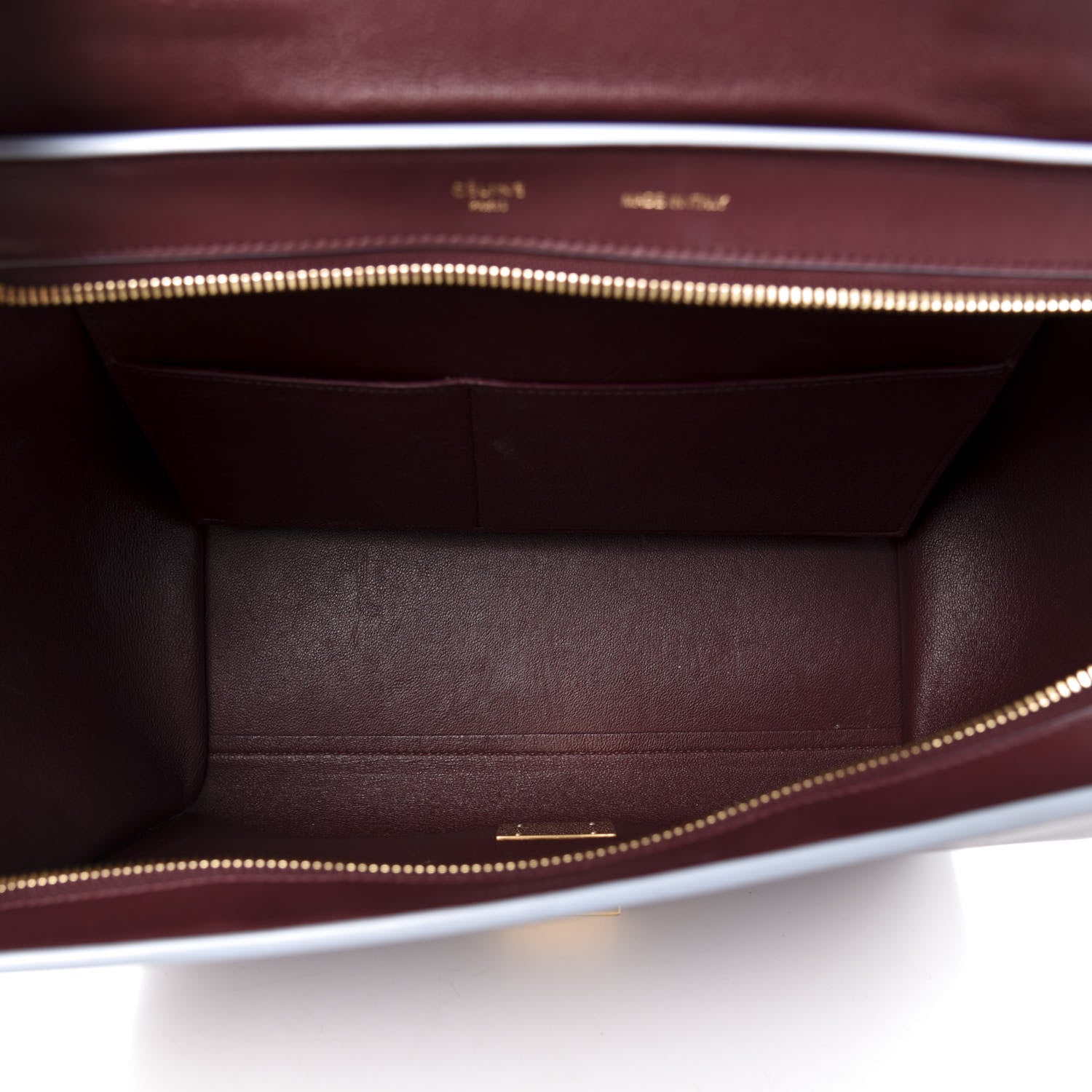 Celine Smooth Calfskin Small Bi-Color Trapeze Burgundy Azur 5 of 17