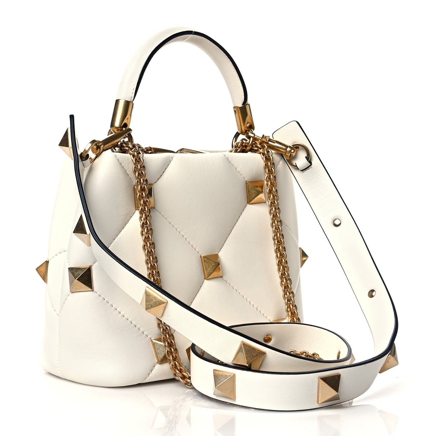 Nappa Small Roman Stud The Handle Bag Ivory