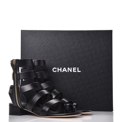 Chanel Calfskin Gladiator Sandals 38.5 Black 10 of 10
