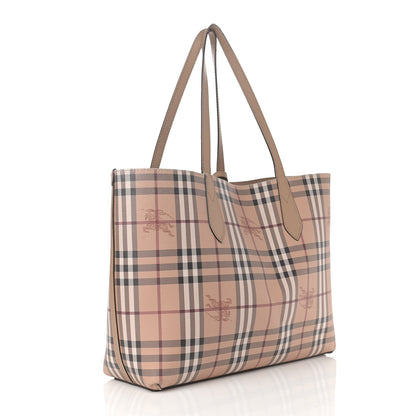 Burberry Grainy Calfskin Haymarket Check Medium Reversible Tote Camel 14 of 28
