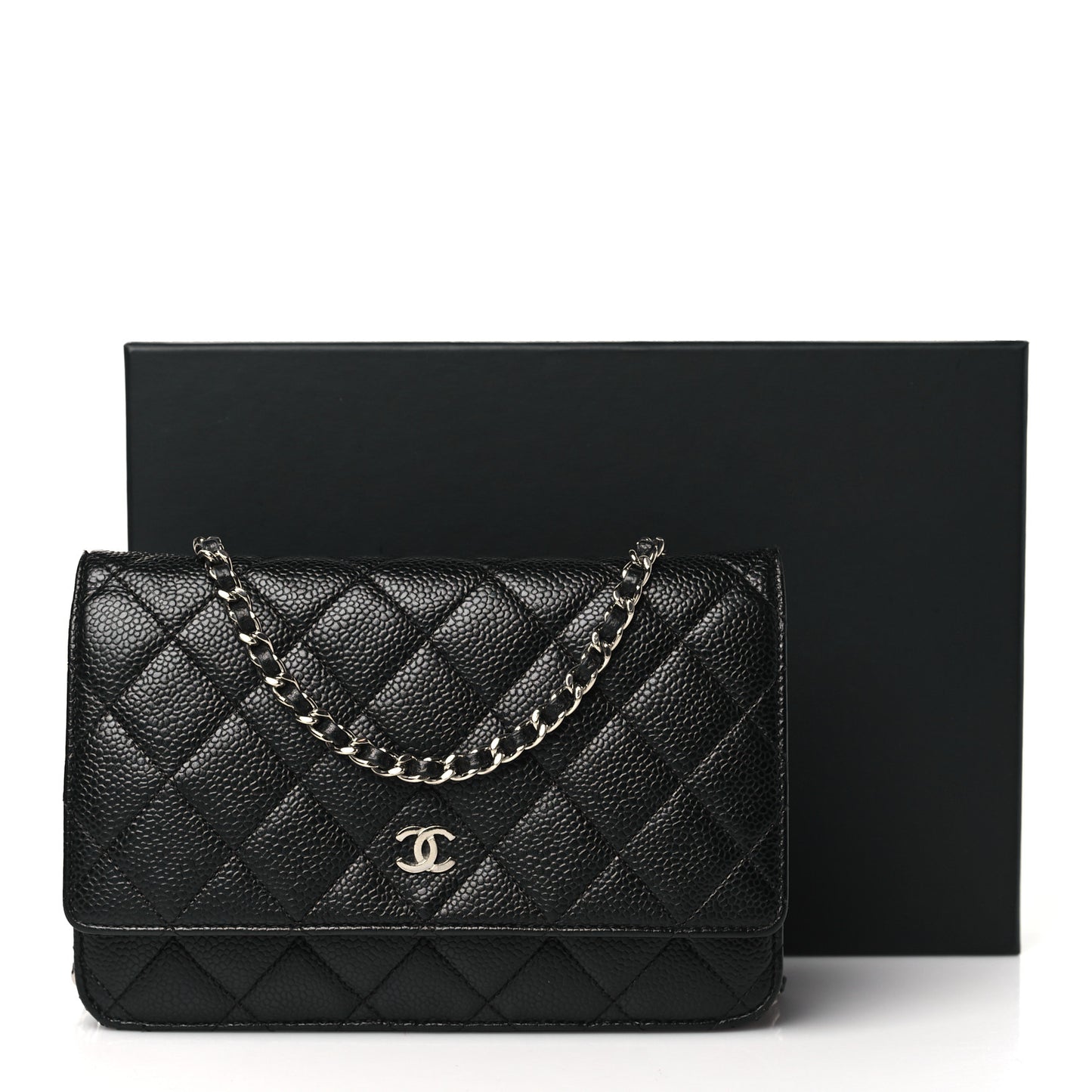 Caviar Quilted Wallet on Chain WOC Black