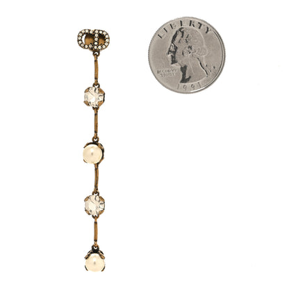 Christian Dior Pearl Crystal Drop Earring Gold 2 of 4