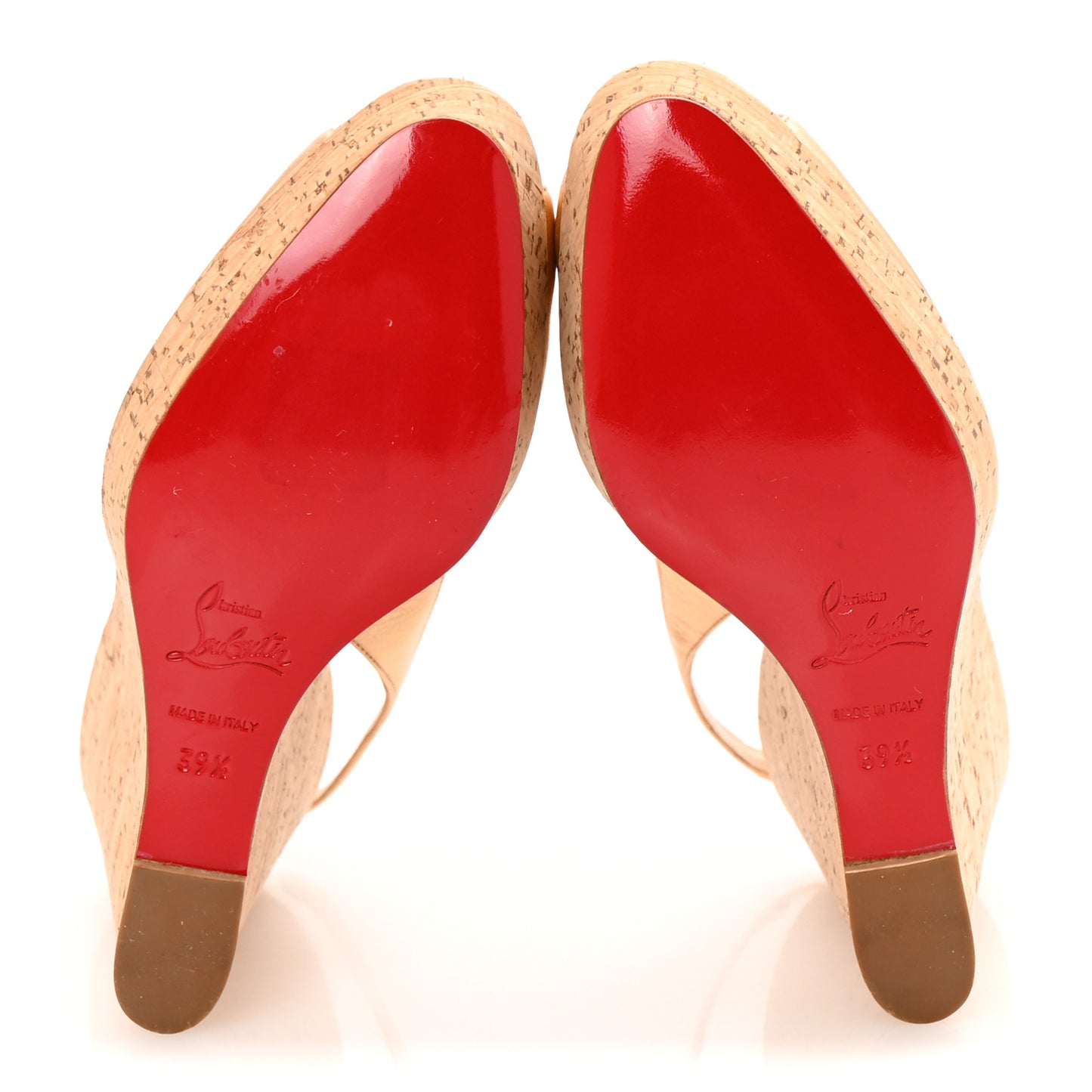 Calfskin Cork Une Plume Sling 120 Wedges 39.5 Gold