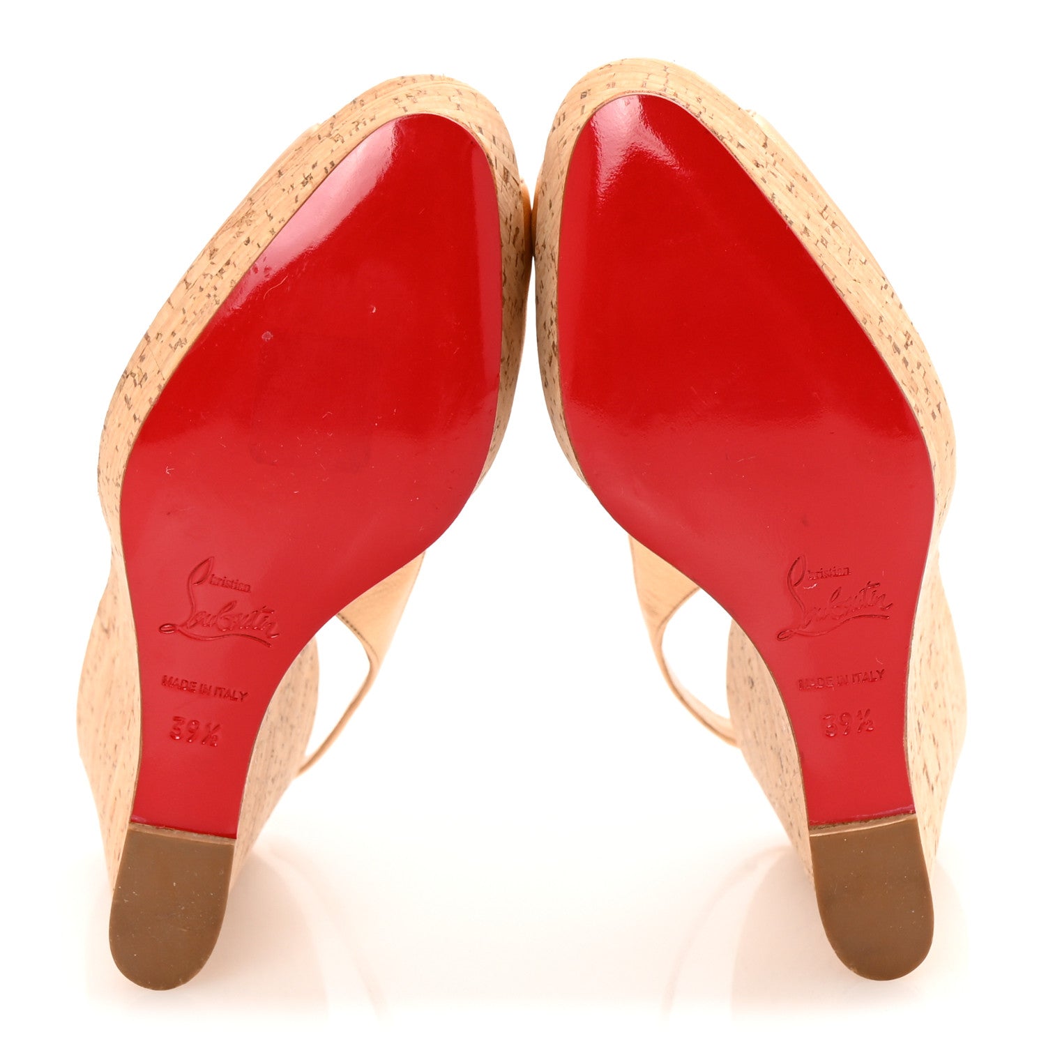 Christian Louboutin Calfskin Cork Une Plume Sling 120 Wedges 39.5 Gold 6 of 10