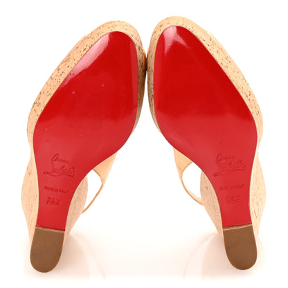Christian Louboutin Calfskin Cork Une Plume Sling 120 Wedges 39.5 Gold 6 of 10