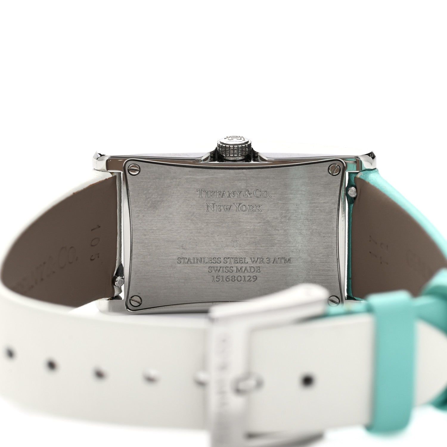 Tiffany Stainless Steel Calfskin 22mm East West 2-Hand Quartz Watch Tiffany Blue 4 of 5