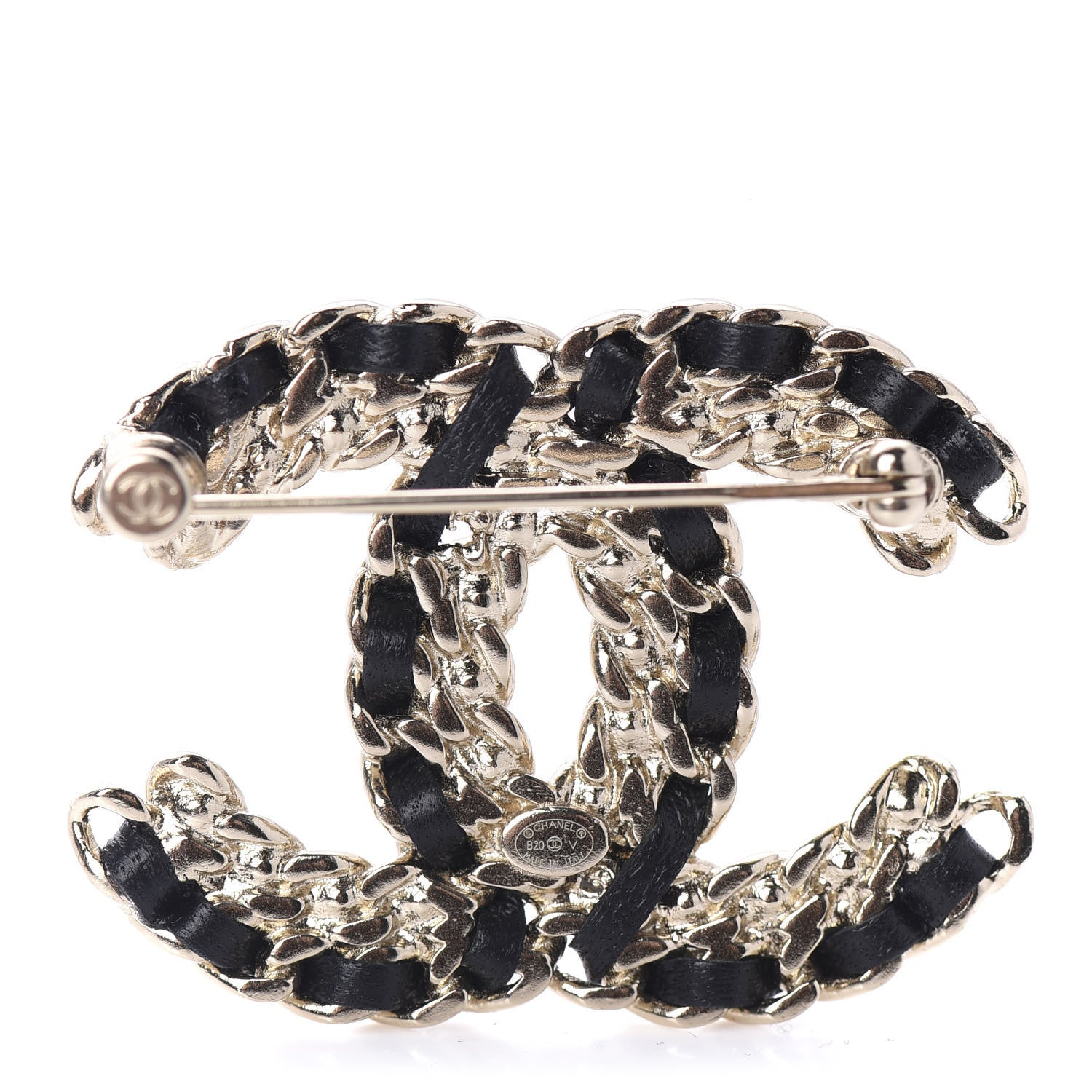 Chanel Lambskin Crystal Vintage Allure CC Chain Brooch Black Gold 3 of 5