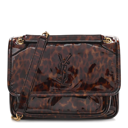 Saint Laurent Patent Monogram Baby Niki Chain Satchel Tortoiseshell 1 of 11