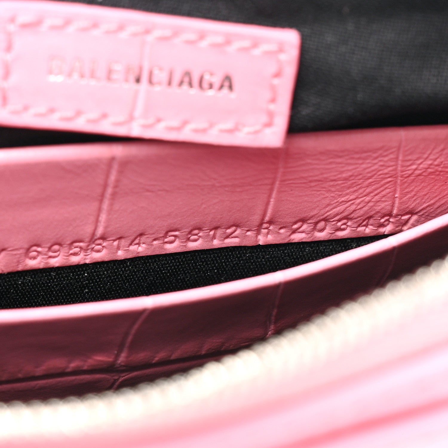 Balenciaga Extra Supple Calfskin Crocodile Embossed Le Cagole Mini Purse With Chain Sweet Pink 8 of 10