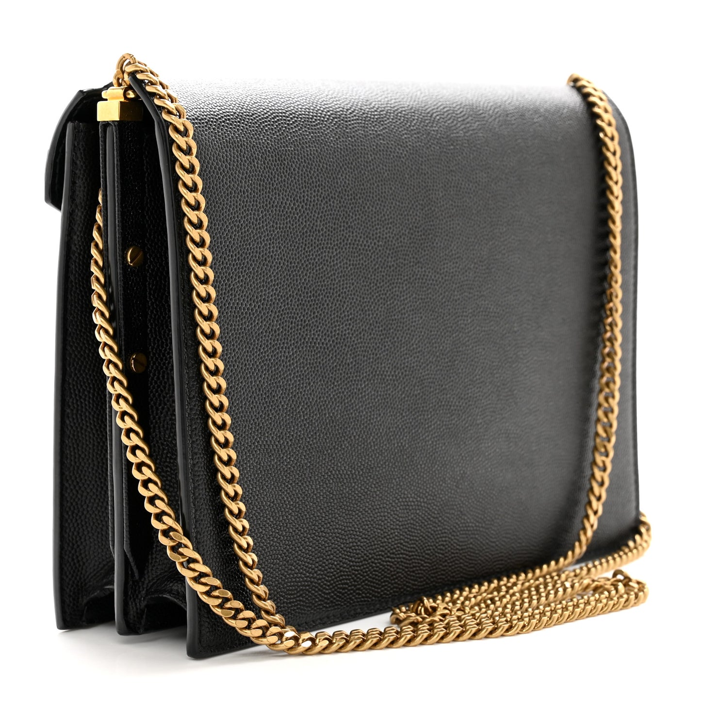 SAINT LAURENT Grain De Poudre Monogram Cassandra Clasp Bag Black
