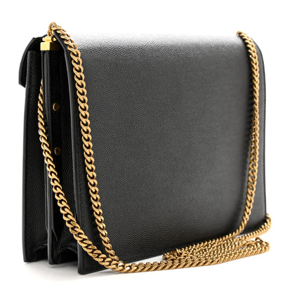 Saint Laurent SAINT LAURENT Grain De Poudre Monogram Cassandra Clasp Bag Black 3 of 14