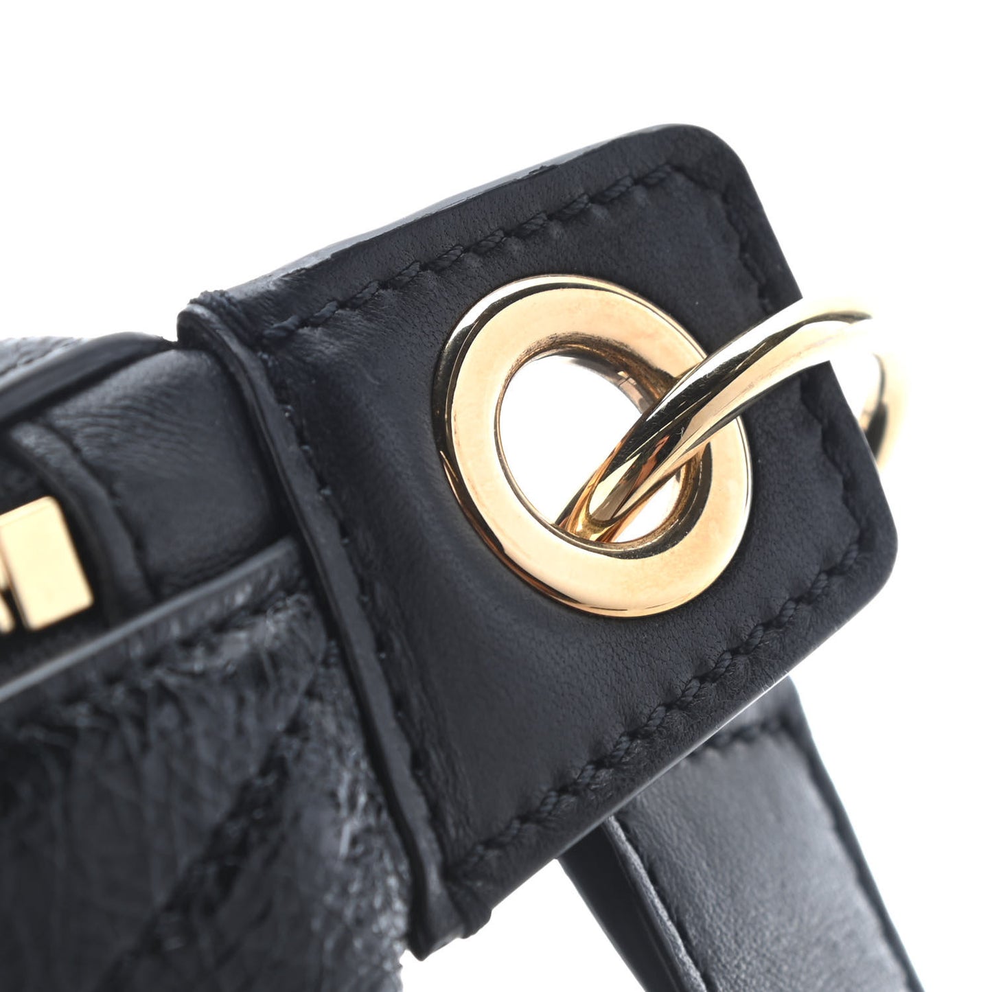 Crackle Calfskin ID Belt Bag Black