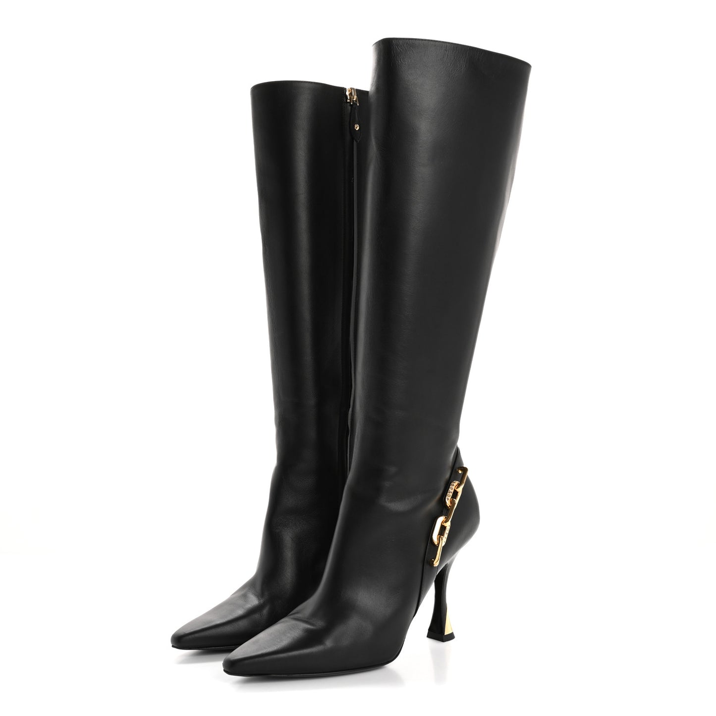 Calfskin Sparkle High Boot 37 Black