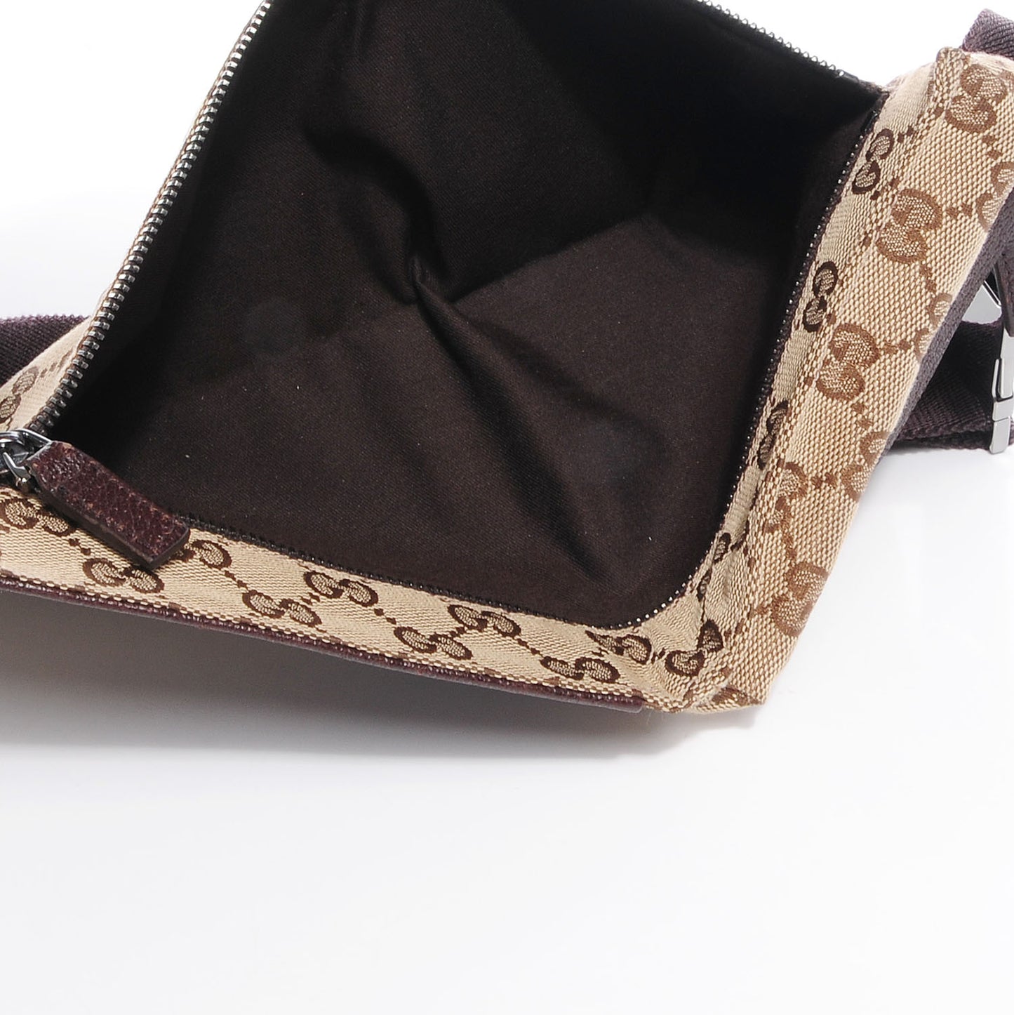 GG Monogram Web Double Pocket Belt Bag Dark Brown