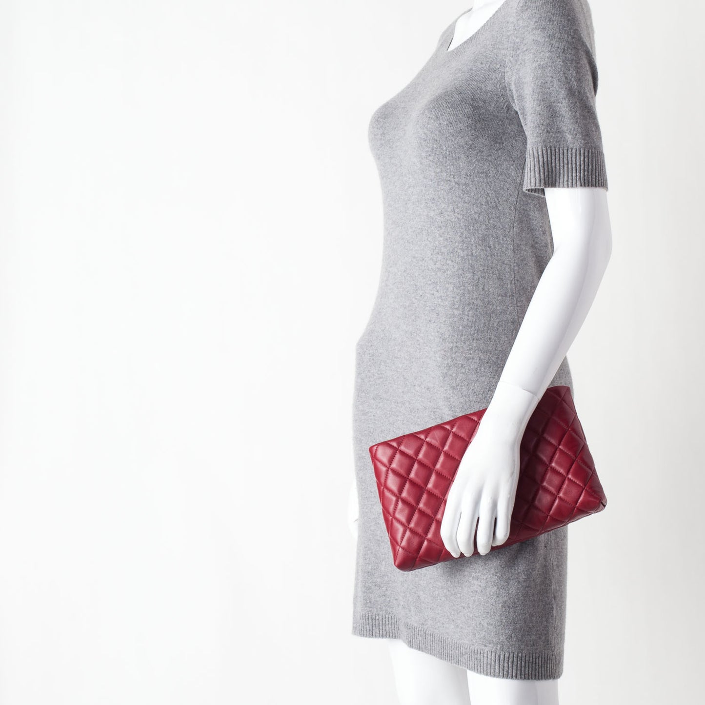 Lambskin Quilted Clutch Red