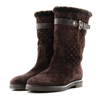 Louis Vuitton Suede Fur Wintry Boots 37 Brown 3 of 9