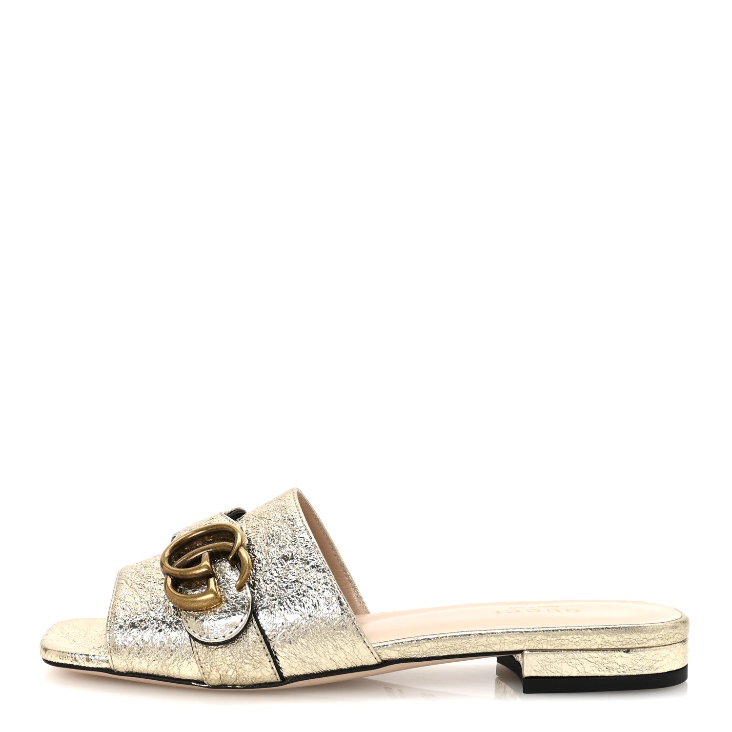 Gucci Galassia GG Marmont Flat Slide Sandals 35.5 Platino 1 of 10