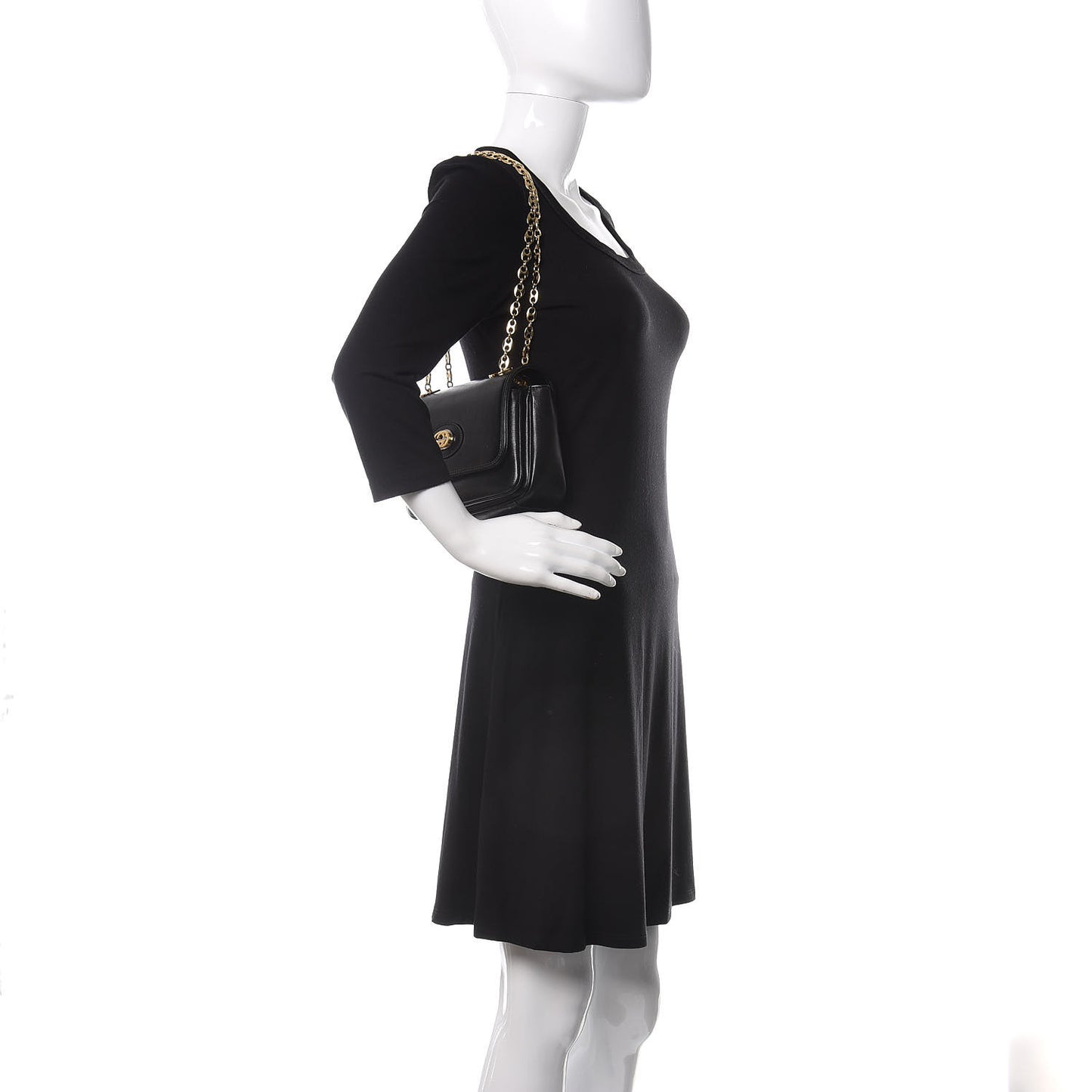 Azalea Calfskin Mini Marina Chain Shoulder Bag Black