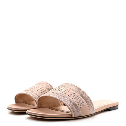 Christian Dior Cotton Embroidered Dway Mules Slide Sandals 41 Rose Des Vents 3 of 9
