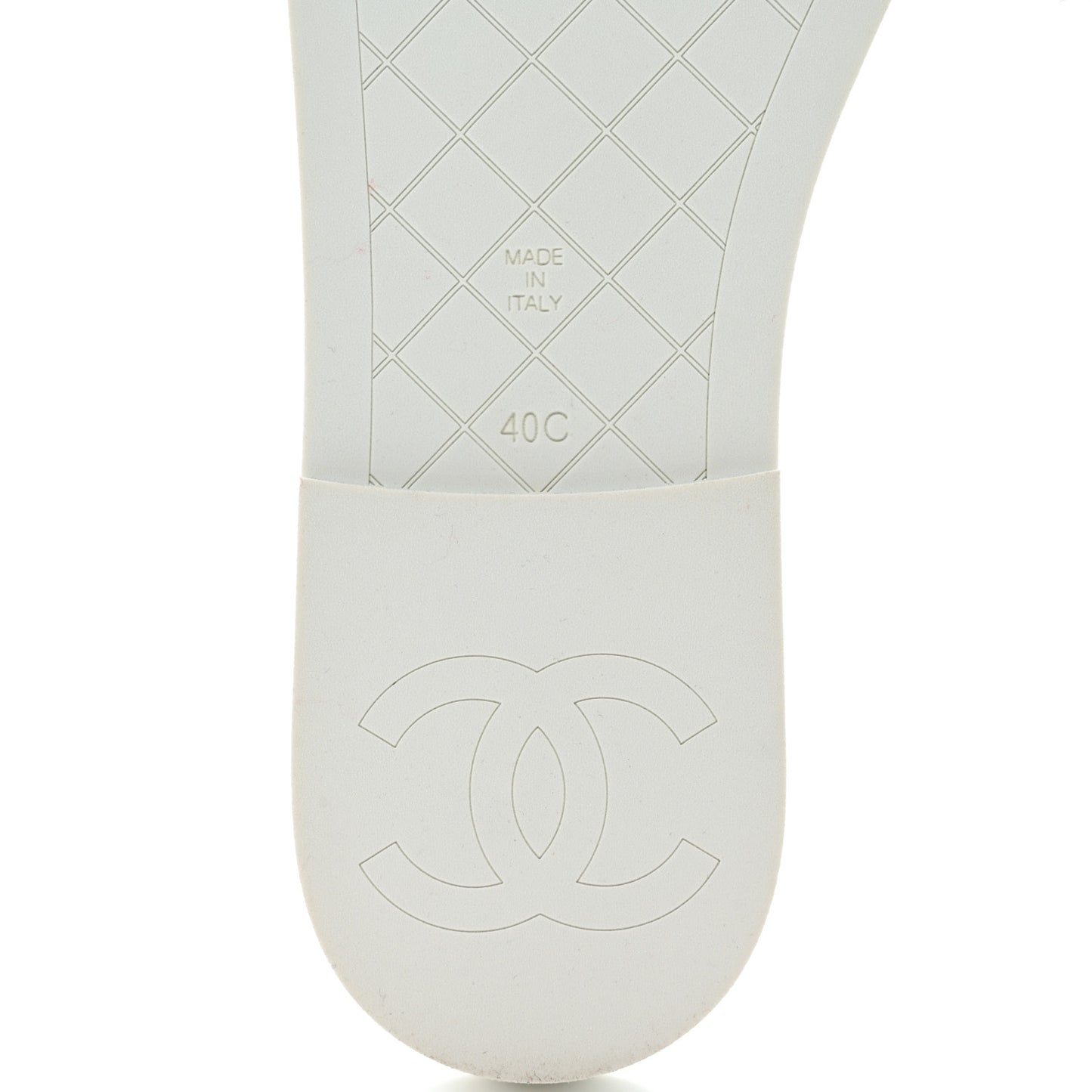 Lambskin Quilted Textured CC Mules Sandals 40 White