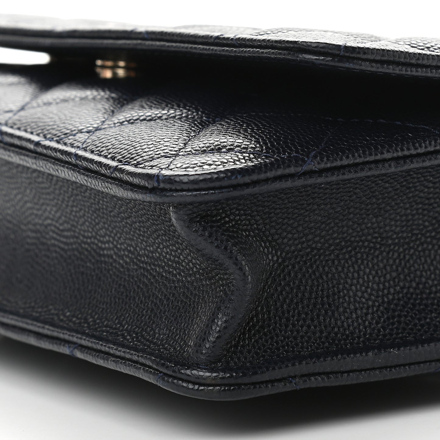 Caviar Quilted Wallet On Chain WOC Navy Blue