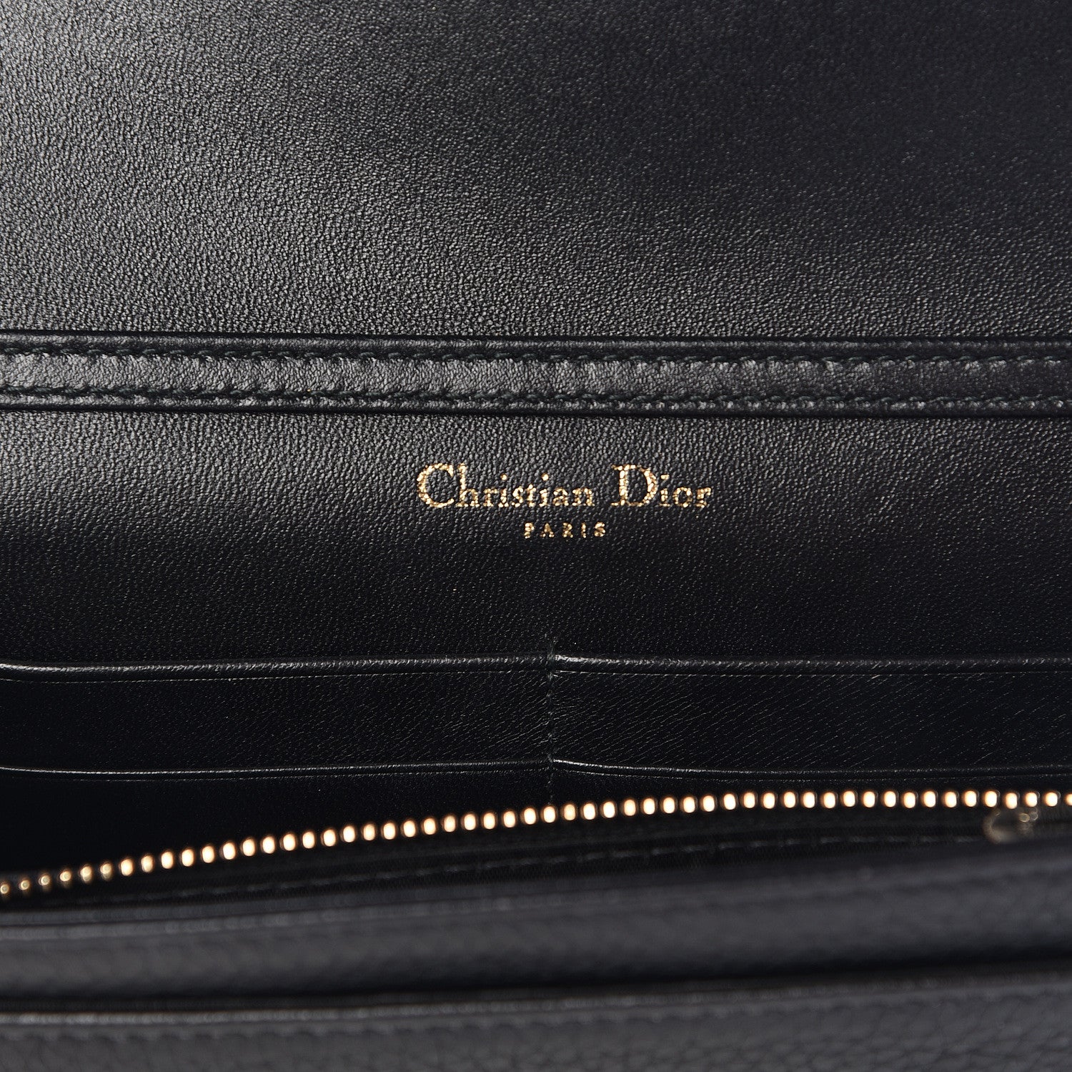Christian Dior Grained Calfskin Diorama Wallet on Chain Pouch Black 6 of 10